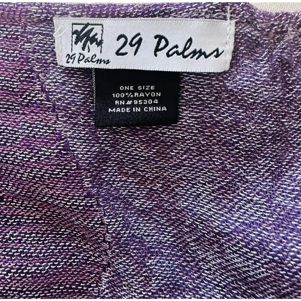 29 Palms Purple Rayon Fringe Wrap Shawl NWOT